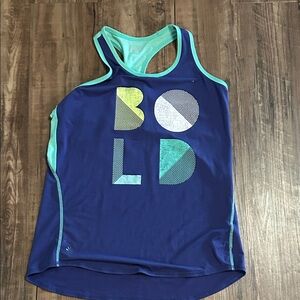 Athleta Girls Navy and Mint 'BOLD' Racerback Tank
